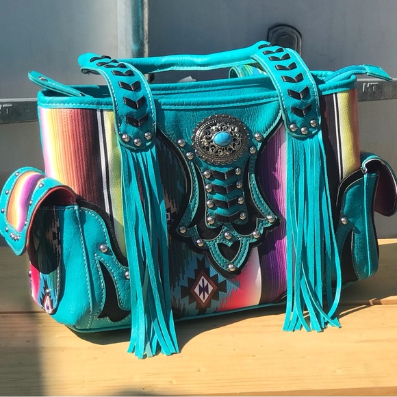 Brand New Biker Boots with a Native American Designed Purse BOTH BRAND NEW - Picture 3 of 16